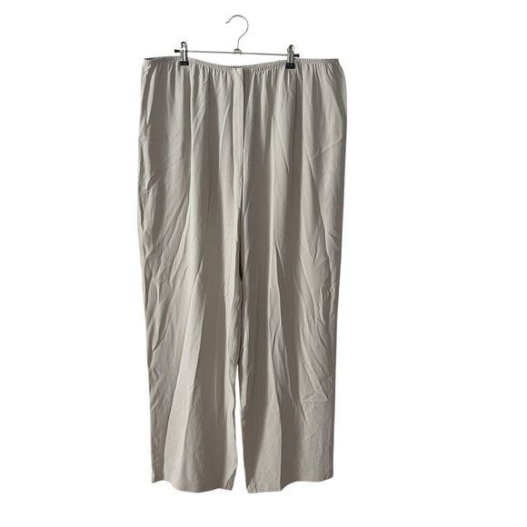 Eileen Fisher Woman Plus 2X Wide Leg Silk Pants Beige Elegant Dressy Career - Picture 1 of 13